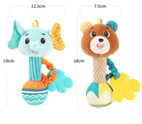 Sensory Delights for Toddlers: Soft Stuffed Animal Rattles with Crinkle, Squeak, and Grip Features – Perfect Travel Accessories and Gifts