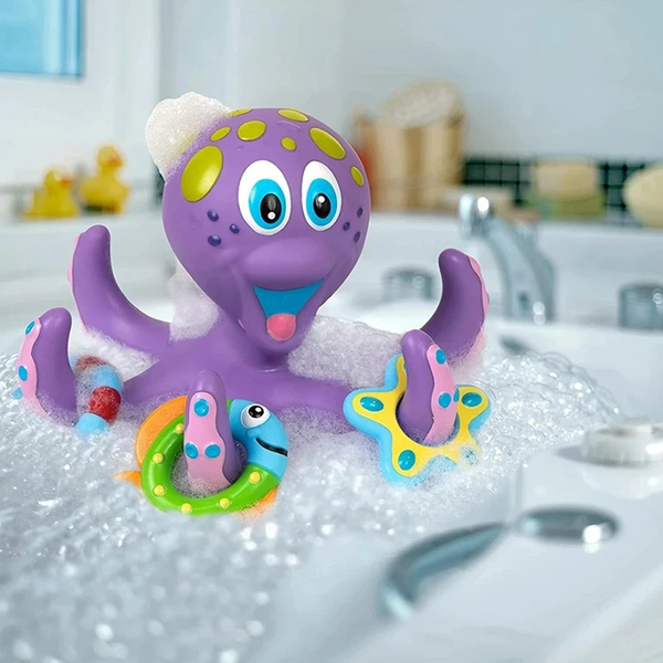 Nuby Floating Purple Octopus with 3 Hoopla Rings Interactive Bath Toy Keter Bath Seats
