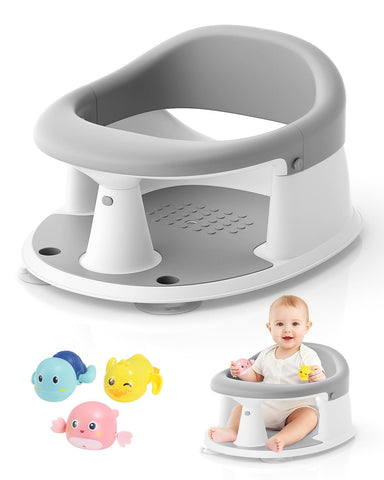 Baby Bath Seat for Babies 6 Months & Up, Bath Seats for Babies Sitting Up, 3 Baby Bath Toys, Open Design, Non-Slip, Compact Toddler Bath Seat.