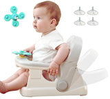 Baby Bath Seat 3-in-1 with 360° Protection Against Side Tipping, 3-Level Adjustable, ASTM Approved Safety, Detachable Arm, Sitting Up or Lying, Strong Suction, Fit for Flat Surfaces - Gray