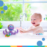Nuby Floating Purple Octopus with 3 Hoopla Rings Interactive Bath Toy Kids Toddlers