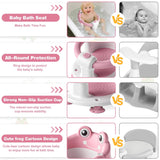 Baby Bath Seat for Babies 5-10 Months & up Non-Slip Toddler Bath Seats for Sitting Up Infant Bathtub Chair with Suction Cups and Soft Cushion for Baby Shower Tub Frog Seat