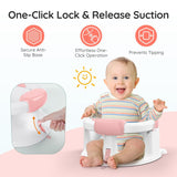 Baby Bath Seat Baby Bathtub - with Strong Suction Cups and 360° Surround Support – Easy Release, Non-Slip Cushion, Lockable Armrests – Infant Bath Chair for Babies 6-24 Months, Pink