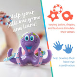 Nuby Floating Purple Octopus with 3 Hoopla Rings Interactive Bath Toy Kids Toddlers