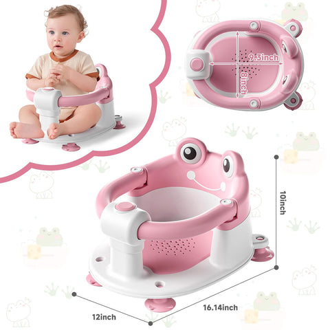 Baby Bath Seat for Babies 5-10 Months & up Non-Slip Toddler Bath Seats for Sitting Up Infant Bathtub Chair with Suction Cups and Soft Cushion for Baby Shower Tub Frog Seat