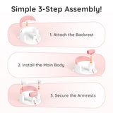 Baby Bath Seat Baby Bathtub - with Strong Suction Cups and 360° Surround Support – Easy Release, Non-Slip Cushion, Lockable Armrests – Infant Bath Chair for Babies 6-24 Months, Pink