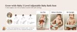Baby Bath Seat 3-in-1 with 360° Protection Against Side Tipping, 3-Level Adjustable, ASTM Approved Safety, Detachable Arm, Sitting Up or Lying, Strong Suction, Fit for Flat Surfaces - Gray