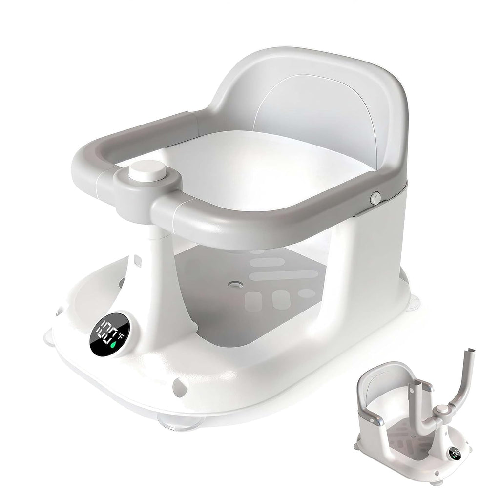 Baby Bath Seat With Temperature Display For Infants 6 Months & Up, Non-Slip Sitting up Bathtub Chair
