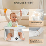 Baby Bath Seat for 8-18 Months, Non-Slip Toddler Bath Chair with Suction Cups & Temperature Display, Ergonomic Infant Bath Seat with Toy Tray, BPA-Free Baby Bath Tub Seat for Sitting Up