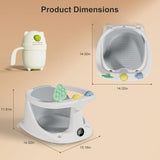 Baby Bath Seat for 8-18 Months, Non-Slip Toddler Bath Chair with Suction Cups & Temperature Display, Ergonomic Infant Bath Seat with Toy Tray, BPA-Free Baby Bath Tub Seat for Sitting Up