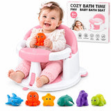 Palok Kisna Baby Bath Seat with 4 Suction Cups for Babies 6+ Months, Non-Slip, Open Design – Pink