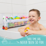 Comfylife Large Bath Toy Organizer with 3 Compartments and Adhesive Hooks