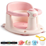 NEDECT Baby Bath Seat for Babies 6 Months & Up with Temperature Card and 3 Bath Toys, Non-Slip – Pink