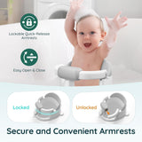 PANUSU Baby Bath Seat for Babies Sitting Up, Non-Slip Bath Chair with Suction Cups, Lockable Armrest and High Back, 6-24 Months
