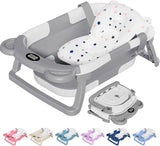 TPN Collapsible Baby Bathtub with Soft Cushion and Real-Time Thermometer, 0-36 Months