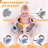 Baby Bath Seat for Babies 6 Months & Up with Temperature Card, Open Backrest and One-Touch Armrests