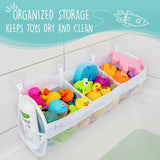 Comfylife Large Bath Toy Organizer with 3 Compartments and Adhesive Hooks