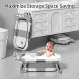 MoreFeel Collapsible Baby Bathtub for Newborns with Thermometer, Hooded Towel and Cushion