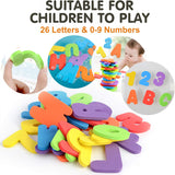 MoraBaby Foam Bath Letters and Numbers with Fishing Net and Organizer Bag