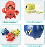 Wind-Up Swimming Turtle Bath Toys for Toddlers, 3 Pack