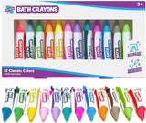 Tub Works Smooth Bath Crayons, 12 Pack, Washable