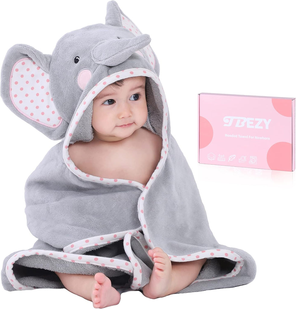 Animal Hooded Baby Towel – Thick Two-Layer Cotton – Elephant