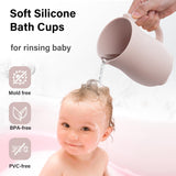 Baby Bath Rinse Cup - Children's Shampoo and Body Wash Rinse Cup with Easy Grip Handle for Rinsing Baby Shampoo and Soap - Food Grade Silicone - Penguin (Blue)