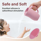 Baby Bath Rinse Cup - Children's Shampoo and Body Wash Rinse Cup with Easy Grip Handle for Rinsing Baby Shampoo and Soap - Food Grade Silicone - Penguin (Blue)