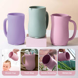 Baby Bath Rinse Cup - Children's Shampoo and Body Wash Rinse Cup with Easy Grip Handle for Rinsing Baby Shampoo and Soap - Food Grade Silicone - Penguin (Blue)