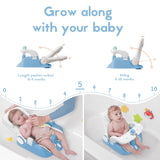 BabyBond Baby Bath Seat with Sitting & Lying 2 Modes, 3-Speed Adjustment, Powerful Suction Cups, Infant Bathtub Chair with Soft and Comfortable Towel, Folding and Hanging