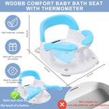 Baby Bath seat for Babies 6 Months & up, 360° Stable Toddler Bath Chair with one-Touch Button, Back Hollow Design, Water Temperature Card & 4 Suction Cups for Safety (Gray)
