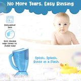 S.C. Products Fish Shampoo Baby Rinse Cup and Bath Pail - Tear-Free, Durable, BPA-Free, Safe, and Ergonomic Design for Hassle-Free Bathing | Blue