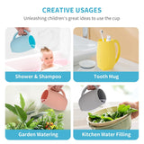 Baby Bath Rinse Cup - Children's Shampoo and Body Wash Rinse Cup with Easy Grip Handle for Rinsing Baby Shampoo and Soap - Food Grade Silicone - Penguin (Blue)