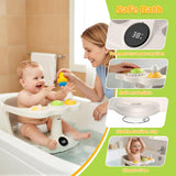 Baby Bath Seat for 8-18 Months, Non-Slip Toddler Bath Chair with Suction Cups & Temperature Display, Ergonomic Infant Bath Seat with Toy Tray, BPA-Free Baby Bath Tub Seat for Sitting Up