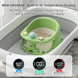 Baby Bath Seat for Babies 6 Months & up with Thermometer, Non-Slip Toddler Bath Seats for Sitting Up, Safe Infant & Newborn Bathtub Chair with 4 Suction Cups, Soft Cushion & Temperature Display