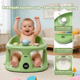Baby Bath Seat for Babies 6 Months & up with Thermometer, Non-Slip Toddler Bath Seats for Sitting Up, Safe Infant & Newborn Bathtub Chair with 4 Suction Cups, Soft Cushion & Temperature Display