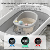 Baby Bath Seat for Babies 6 Months & up with Thermometer, Non-Slip Toddler Bath Seats for Sitting Up, Safe Infant & Newborn Bathtub Chair with 4 Suction Cups, Soft Cushion & Temperature Display