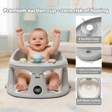 Baby Bath Seat for Babies 6 Months & up with Thermometer, Non-Slip Toddler Bath Seats for Sitting Up, Safe Infant & Newborn Bathtub Chair with 4 Suction Cups, Soft Cushion & Temperature Display
