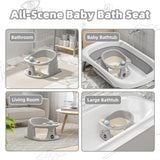 Baby Bath Seat for Babies 6 Months & up with Thermometer, Non-Slip Toddler Bath Seats for Sitting Up, Safe Infant & Newborn Bathtub Chair with 4 Suction Cups, Soft Cushion & Temperature Display