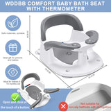Baby Bath seat for Babies 6 Months & up, 360° Stable Toddler Bath Chair with one-Touch Button, Back Hollow Design, Water Temperature Card & 4 Suction Cups for Safety (Gray)