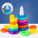 Colorful Animal Stacking Tower: Montessori-inspired Wooden Educational Toy for Early Learning and Playful Development
