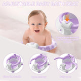 Baby Bath Seat for Babies 6 Months & up, Non-Slip Toddler Bath Seats for Babies Sitting Up, Safe Infant & Newborn Bathtub Chair with 4 Suction Cups & Soft Cushion for Shower,Gray