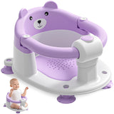 Baby Bath Seat for Babies 6 Months & up, Non-Slip Toddler Bath Seats for Babies Sitting Up, Safe Infant & Newborn Bathtub Chair with 4 Suction Cups & Soft Cushion for Shower,Gray