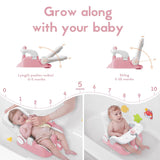 BabyBond Baby Bath Seat with Sitting & Lying 2 Modes, 3-Speed Adjustment, Powerful Suction Cups, Infant Bathtub Chair with Soft and Comfortable Towel, Folding and Hanging