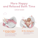 BabyBond Baby Bath Seat with Sitting & Lying 2 Modes, 3-Speed Adjustment, Powerful Suction Cups, Infant Bathtub Chair with Soft and Comfortable Towel, Folding and Hanging