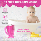 S.C. Products Fish Shampoo Baby Rinse Cup and Bath Pail - Tear-Free, Durable, BPA-Free, Safe, and Ergonomic Design for Hassle-Free Bathing | Blue