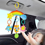 Versatile Infant Activity Center: Baby Car Seat Mirror with Hanging Toys for Safe, Stimulating Travel and Play