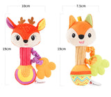 Sensory Delights for Toddlers: Soft Stuffed Animal Rattles with Crinkle, Squeak, and Grip Features – Perfect Travel Accessories and Gifts