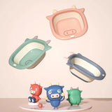 Baby Portable Baths Cartoon Cute Cow Modeling Folding Wash Basin Candy Color Kids Accessories Newborn Child Washbasin Bathroom