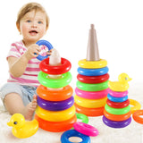 Colorful Animal Stacking Tower: Montessori-inspired Wooden Educational Toy for Early Learning and Playful Development
